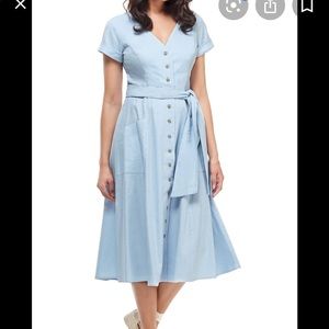 Gal meet glam blue linen tie dress